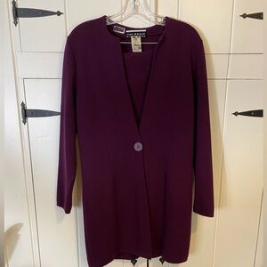 Vintage Saks 5th Avenue "The Works" wool ribbed knit cardigan & skirt set. Small